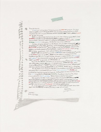 William Powhida, Dear Artworld
2011, Graphite colored pencil and watercolor on paper