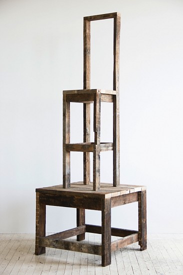 Theaster Gates, Shoe Shine with Old Growth Pedestal (Her)
2012, Reclaimed wood and iron