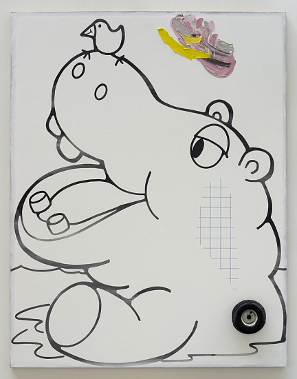 Laura Owens, Untitled
2013, Acrylic, charcoal, oil and wheel on linen