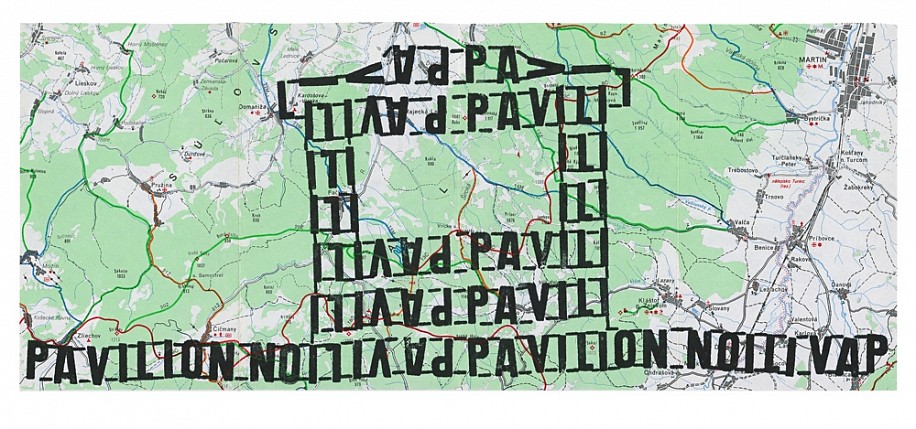 Roman Ondak, Loop
2009, stamped letters on found map, framed